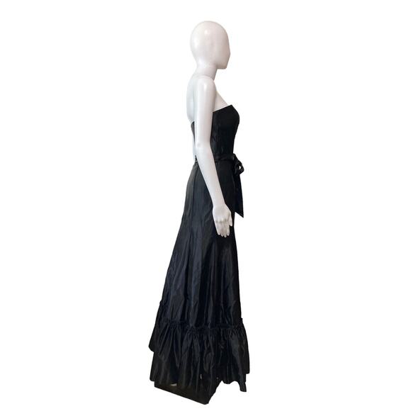 Jessica McClintock Gunne Sax Black Satin Strapless Evening Gown Formal Size 5/6 - Picture 3 of 10